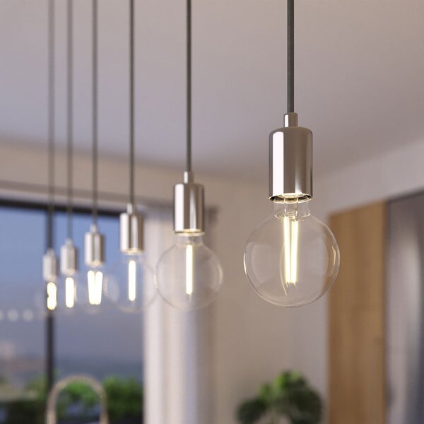 Creative cables Závěsná lampa se 3 světly, s obdélníkovým XXL baldachýnem Rose-one, textilním kabelem a kovovými komponenty Barva: Matný černý dibond