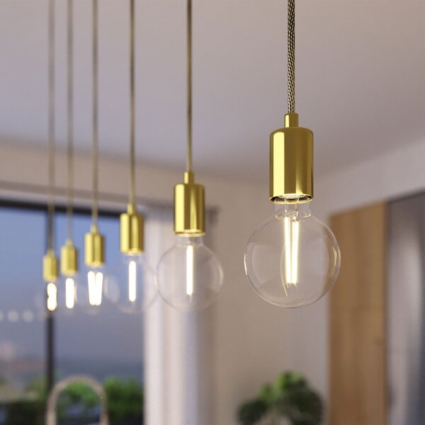 Creative cables Závěsná lampa se 3 světly, s obdélníkovým XXL baldachýnem Rose-one, textilním kabelem a kovovými komponenty Barva: Matný černý dibond