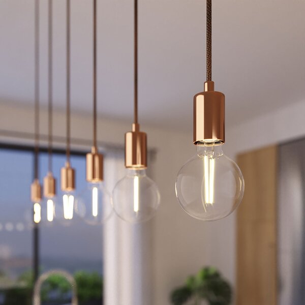 Creative cables Závěsná lampa se 3 světly, s obdélníkovým XXL baldachýnem Rose-one, textilním kabelem a kovovými komponenty Barva: Matný černý dibond