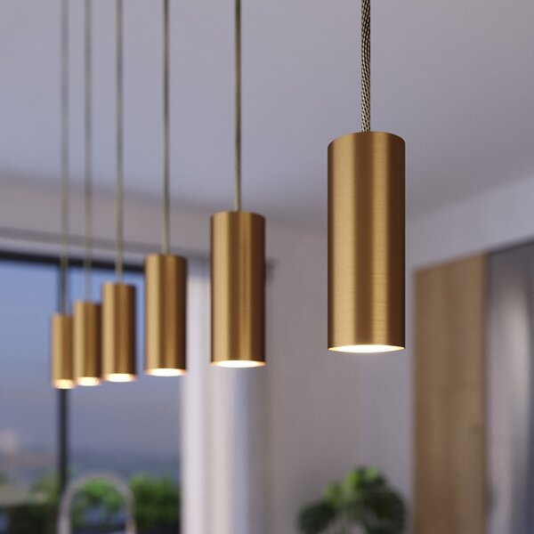 Creative cables Závěsná lampa se 3 světly, s obdélníkovým XXL baldachýnem Rose-one, textilním kabelem a kovovými stínidly Tub-E14 Barva: Hladký měděný dibond