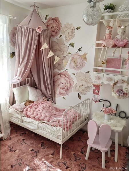 Růžový pratelný ručně tkaný bavlněný dětský koberec 140x210 cm English Garden Ash Rose – Lorena Canals