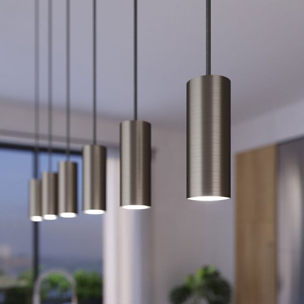 Creative cables Závěsná lampa se 3 světly, s obdélníkovým XXL baldachýnem Rose-one, textilním kabelem a kovovými stínidly Tub-E14 Barva: Hladký měděný dibond