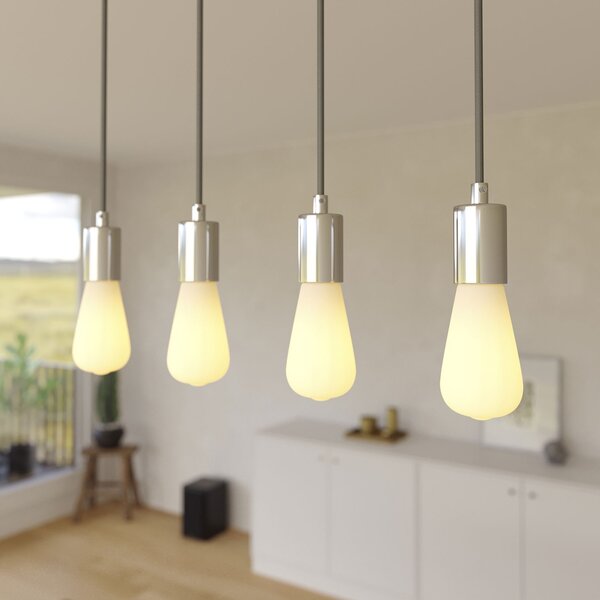 Creative cables Závěsná lampa se 4 světly, s obdélníkovým XXL baldachýnem Rose-one, textilním kabelem a kovovými komponenty Barva: Matný černý dibond