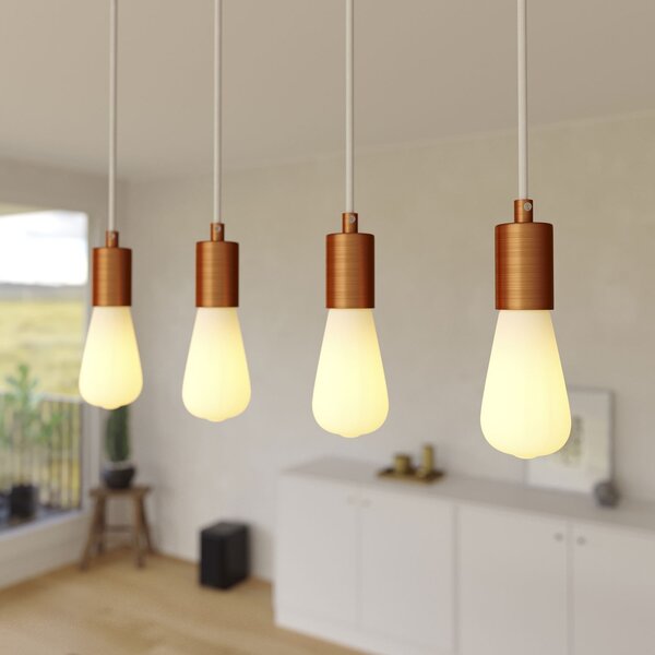 Creative cables Závěsná lampa se 4 světly, s obdélníkovým XXL baldachýnem Rose-one, textilním kabelem a kovovými komponenty Barva: Matný černý dibond