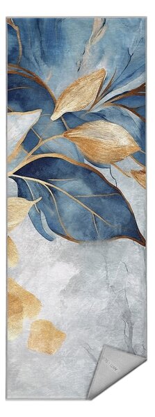 Pratelný běhoun v modré a zlaté barvě 80x200 cm Golden Leaves – Mila Home