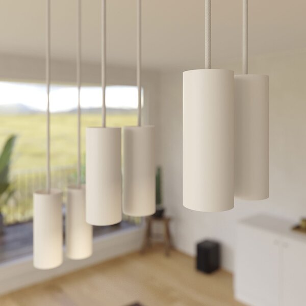 Creative cables Závěsná lampa s 6 světly, s obdélníkovým XXL baldachýnem Rose-one, textilním kabelem a kovovými stínidly Tub-E14 Barva: Hladký měděný dibond