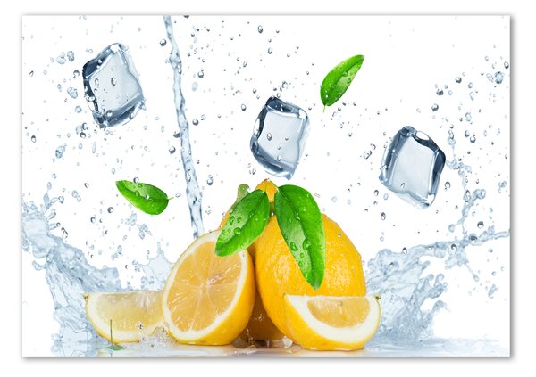 Foto obraz skleněný horizontální Citrony s ledem osh-82344620