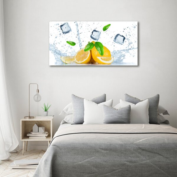 Foto obraz skleněný horizontální Citrony s ledem osh-82344620