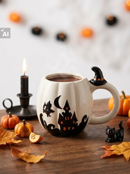Sinsay - Hrnek s halloweenským motivem - bílá