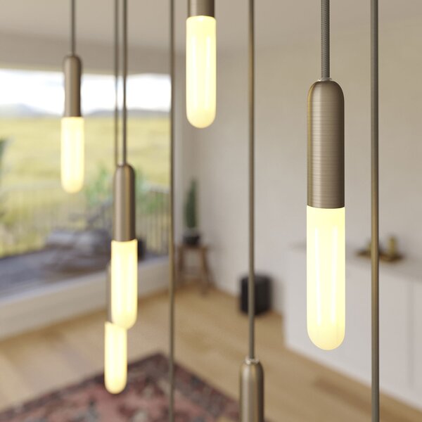 Creative cables Závěsná lampa s 8 světly, s obdélníkovým XXL baldachýnem Rose-one, textilním kabelem a kovovými komponenty Barva: Matný černý dibond