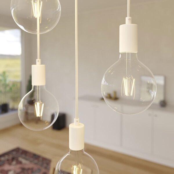 Creative cables Závěsná lampa se 7 světly, s obdélníkovým XXL baldachýnem Rose-one, textilním kabelem a kovovými komponenty Barva: Matný černý dibond