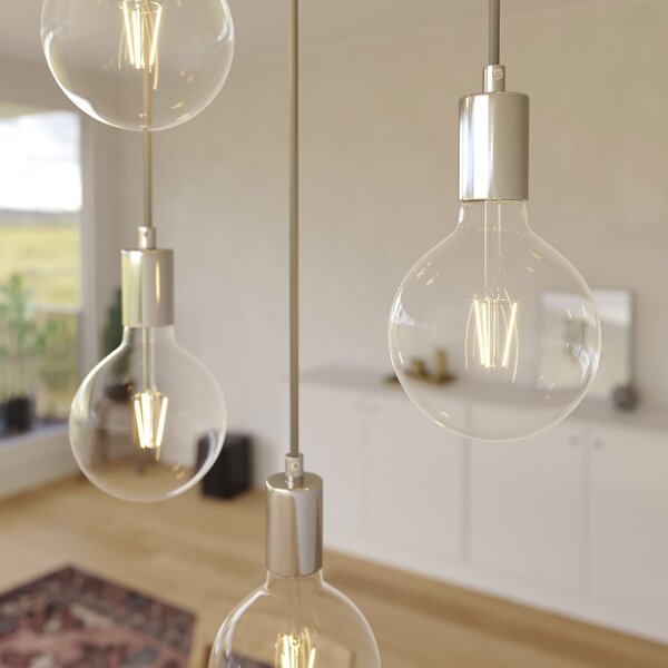 Creative cables Závěsná lampa se 7 světly, s obdélníkovým XXL baldachýnem Rose-one, textilním kabelem a kovovými komponenty Barva: Matný černý dibond