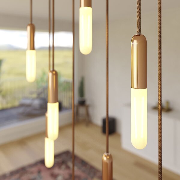 Creative cables Závěsná lampa s 8 světly, s obdélníkovým XXL baldachýnem Rose-one, textilním kabelem a kovovými komponenty Barva: Matný černý dibond
