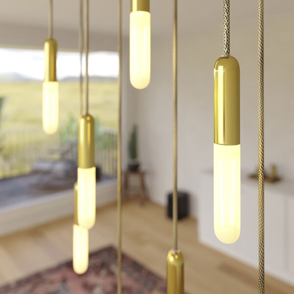 Creative cables Závěsná lampa s 8 světly, s obdélníkovým XXL baldachýnem Rose-one, textilním kabelem a kovovými komponenty Barva: Matný černý dibond
