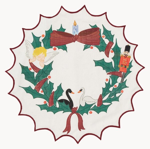 Ručně vyrobený vánoční ubrousek Wreath