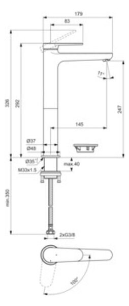 Ideal Standard umyvadlová baterie stojící chrom BD773AA