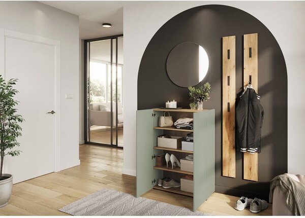 Šalvějově zelená skříňka v dekoru dubu 74x105x33 cm Alviano – Germania