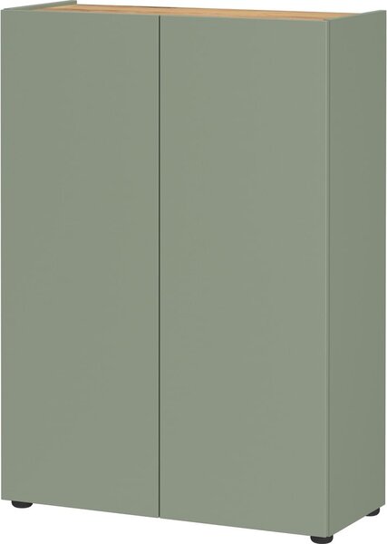 Šalvějově zelená skříňka v dekoru dubu 74x105x33 cm Alviano – Germania