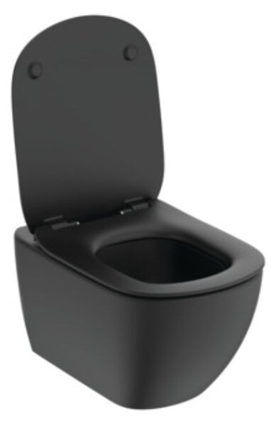 Ideal Standard Tesi wc mísa se sedátkem s pomalým sklápěním závěsná bez splachovacího kruhu černá T3546V3