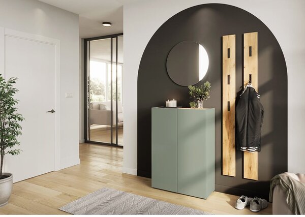 Šalvějově zelená skříňka v dekoru dubu 74x105x33 cm Alviano – Germania