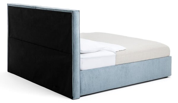 Modrá čalouněná dvoulůžková postel s úložným prostorem s roštem 180x200 cm Thessa Bold – Bonami Selection