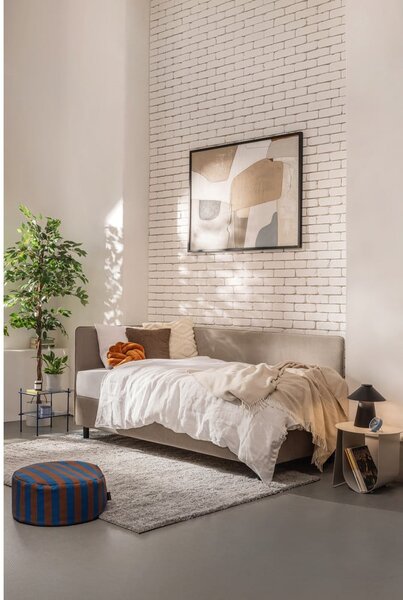 Čalouněná jednolůžková postel taupe s úložným prostorem s matrací 90x200 cm Avela – Bonami Selection