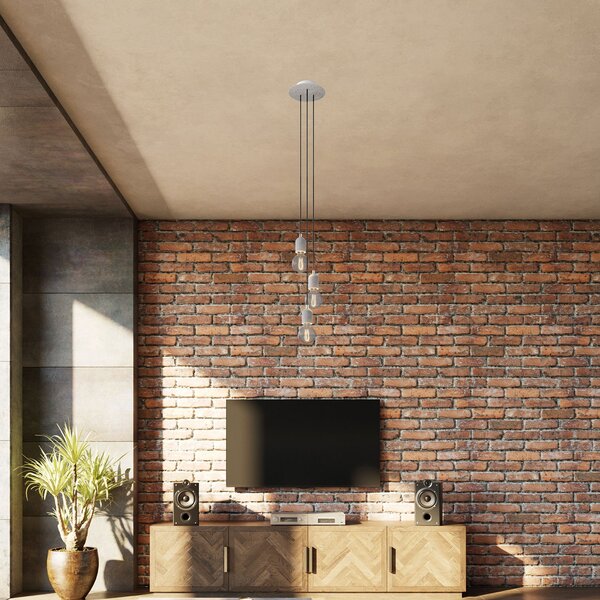 Creative cables Svítidlo se 3 závěsnými světly s kulatým baldachýnem Rose-one s průměrem 200 mm, textilním kabelem a světle betonovými objímkami Montáž: Sestavený
