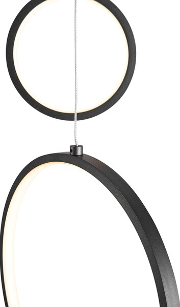 Designové závěsné svítidlo černé 9-světelné vč. LED 3-stupňové stmívatelné - Vide Anella