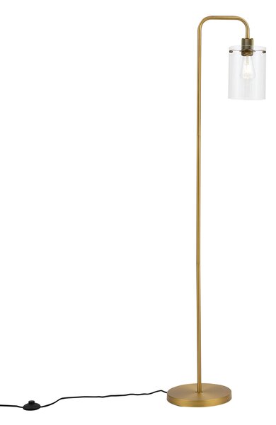 Designová stojací lampa bronzová s čirým sklem - Domo
