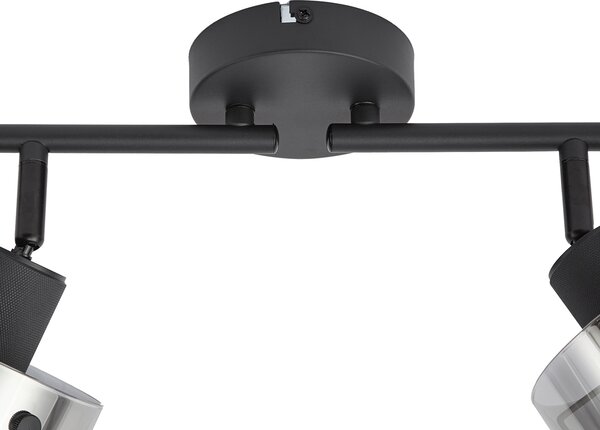 Designové stropní bodové svítidlo černé s kouřovým sklem 4-světelné - Domo