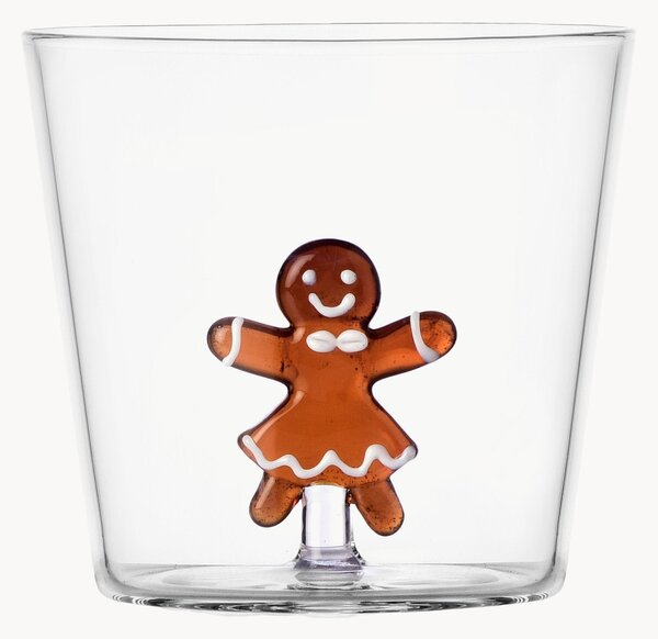 Ručně vyrobený pohárek z borosilikátového skla's figurkou Mrs Gingerbread Nutcracker