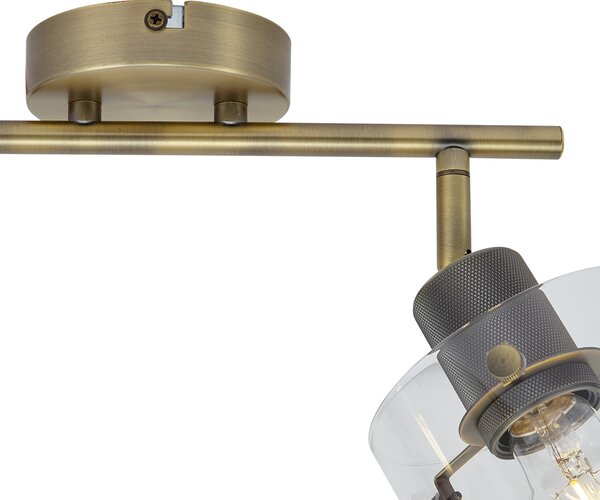 Designové stropní bodové svítidlo bronzové s čirým sklem 2-světelné - Domo
