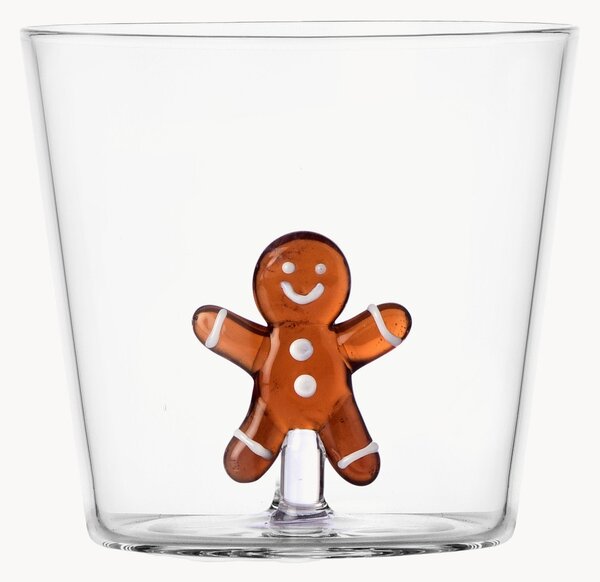 Ručně vyrobený pohárek z borosilikátového skla's figurkou Mr Gingerbread Nutcracker