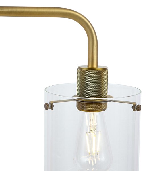 Designová stojací lampa bronzová s čirým sklem - Domo