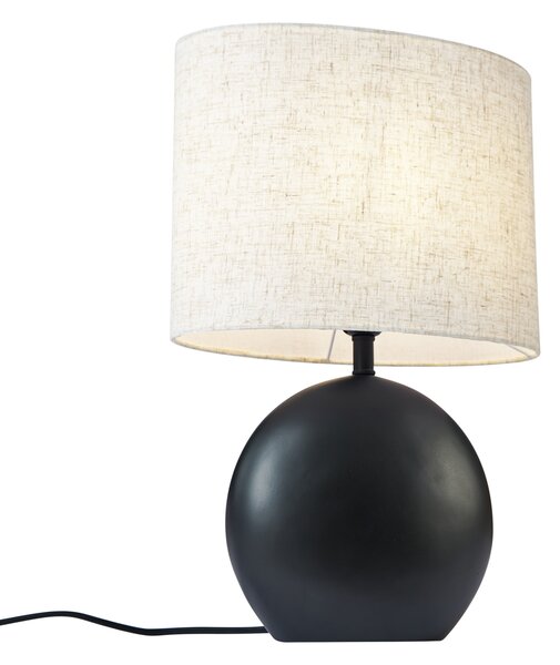 Japandi stolní lampa černá s lněným stínidlem - Timo