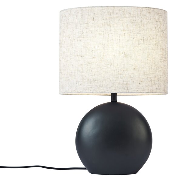 Japandi stolní lampa černá s lněným stínidlem - Timo
