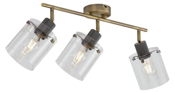 Designový stropní reflektor bronzový s čirým sklem 3-světla - Domo