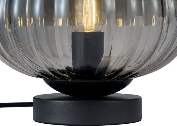 Designová stolní lampa černá s kouřovým sklem - Mochi