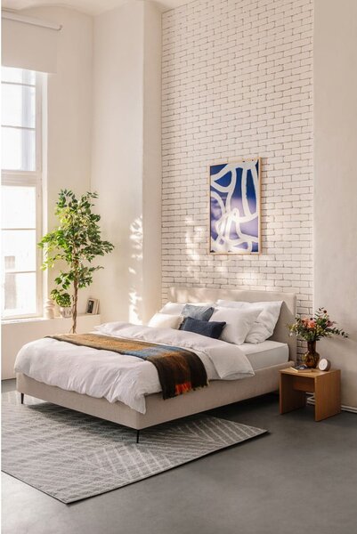 Béžová čalouněná dvoulůžková postel s roštem 160x200 cm Noira Slim – Bonami Selection