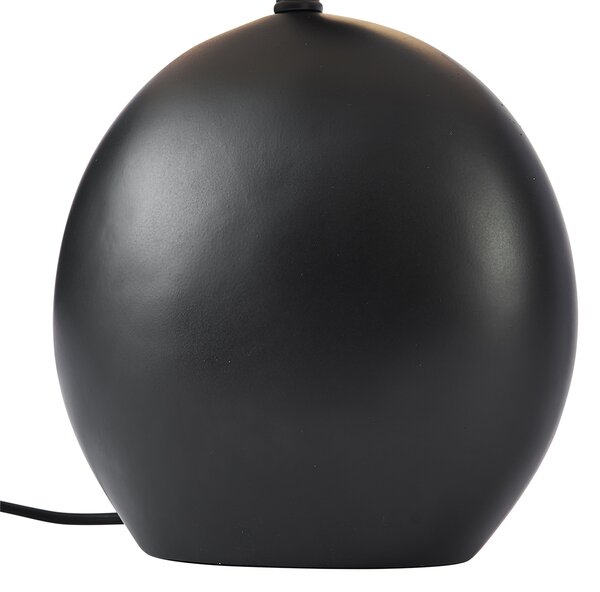 Japandi stolní lampa černá s lněným stínidlem - Timo
