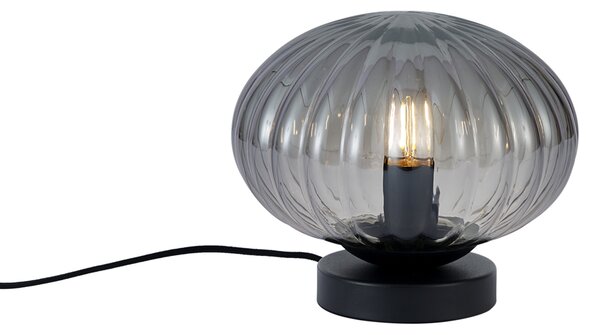 Designová stolní lampa černá s kouřovým sklem - Mochi