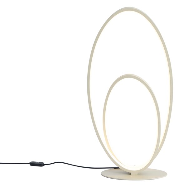 Designová stolní lampa béžová vč. LED 3-stupňové stmívání - Boomerang
