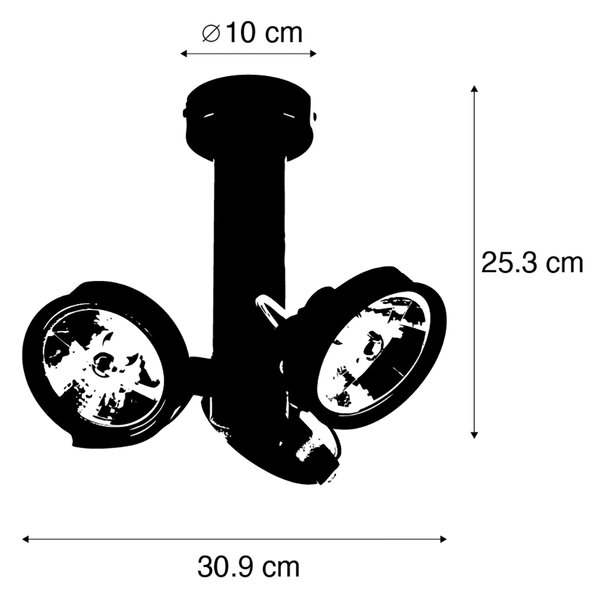 Moderní bodové svítidlo černé nastavitelné 3-světlo - Goes