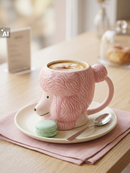 Sinsay - Hrnek ve tvaru pudla - pastelová růžová