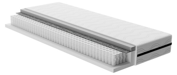 Béžová čalouněná jednolůžková postel s úložným prostorem s matrací 90x200 cm Avela – Bonami Selection