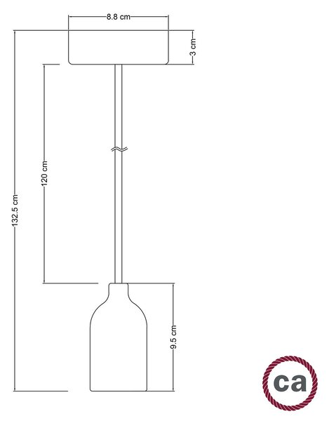 Creative cables Závěsné světlo s textilním kabelem a dřevěnou úpravou Barva: Efekt wenge