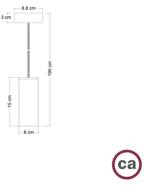 Creative cables Závěsná lampa s textilním kabelem a dřevěným stínidlem Tub-E14 Barva: Neutrální