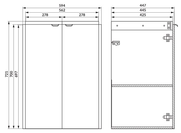 Cersanit Ovida skříňka 59.4x45x70 cm pod umyvadlo závěsná bílá S1058-002