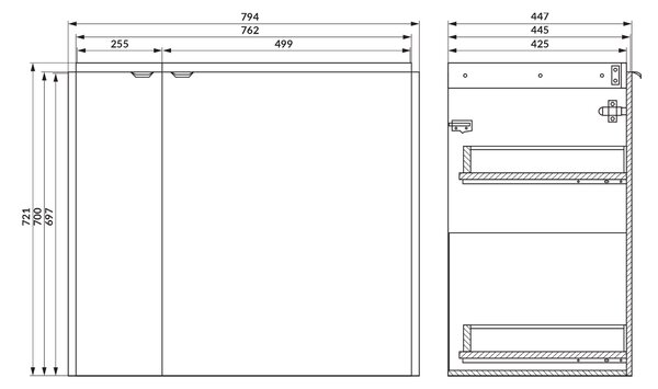 Cersanit Ovida skříňka 79.4x45x70 cm pod umyvadlo závěsná dub S1058-011
