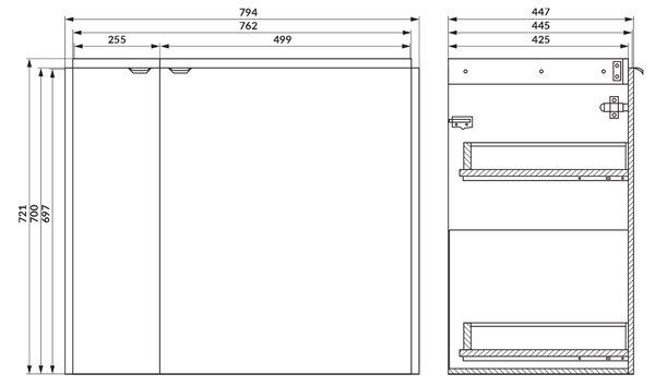 Cersanit Ovida skříňka 79.4x45x70 cm pod umyvadlo závěsná bílá S1058-003